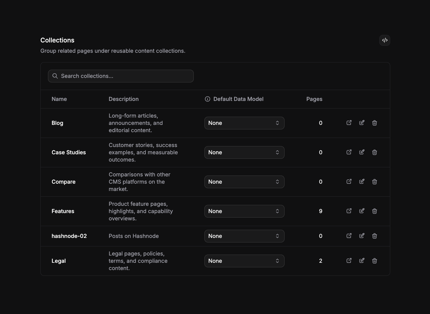 Paragraph CMS collections preview