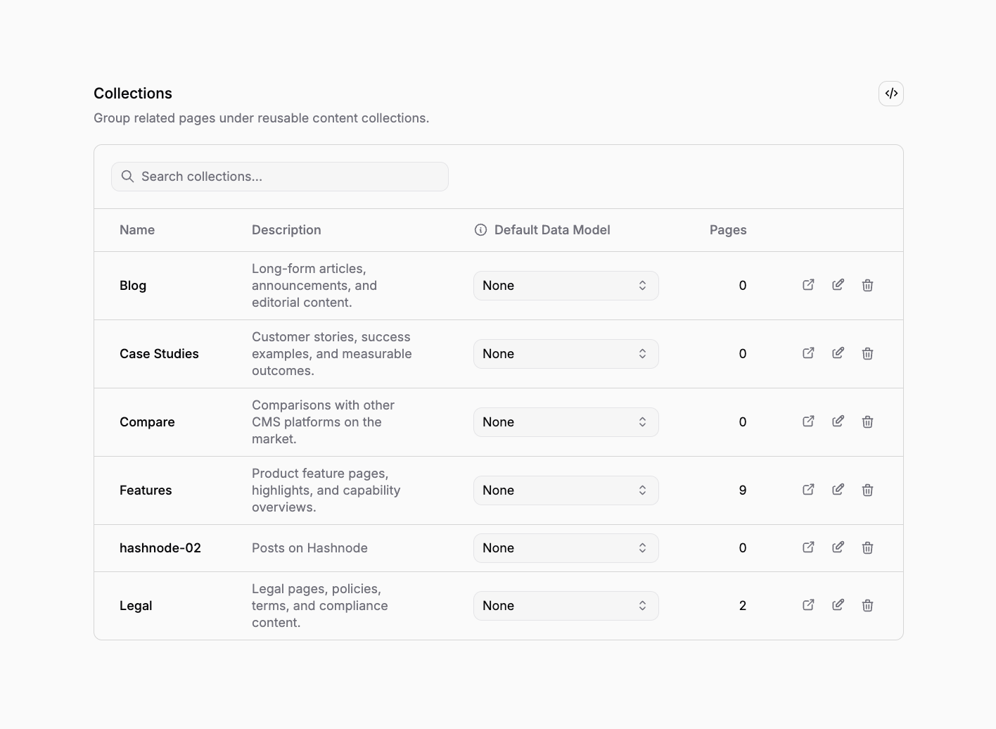 Paragraph CMS collections preview