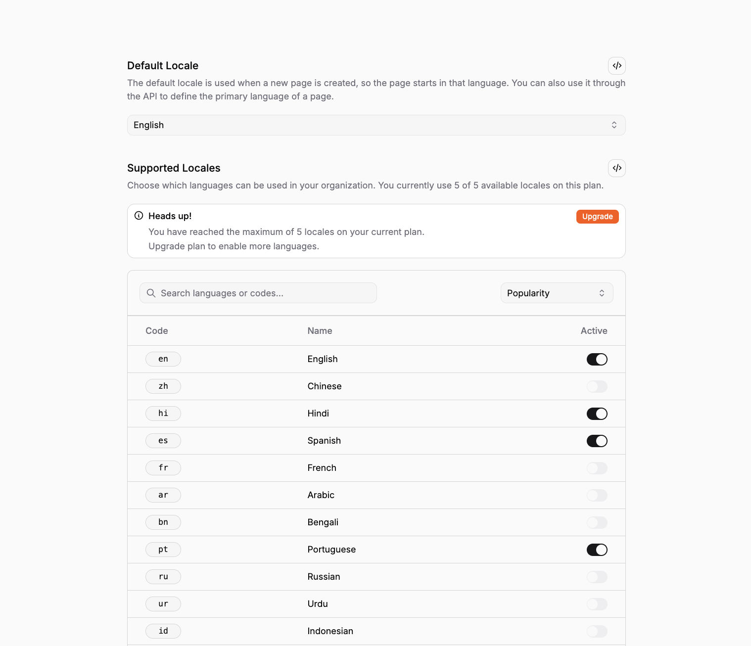 Paragraph CMS locales preview